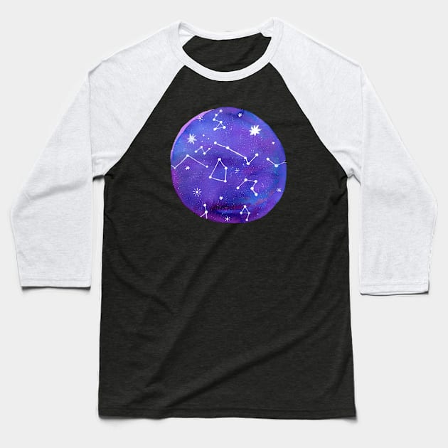 Watercolor Universe Baseball T-Shirt by Rosemarie Guieb Designs